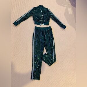 Sequin Track Suit in Green
